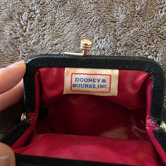 DOONEY & BOURKE Black Pebbled Leather Gold Kiss Lock Coin Purse NWT - Picture 8 of 15